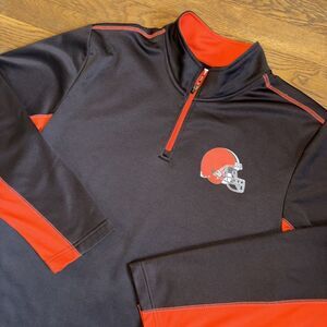 Cleveland Browns NFL‎ Team Mens Large Pullover 1/4 Quarter Zip Fleece Helmet EUC
